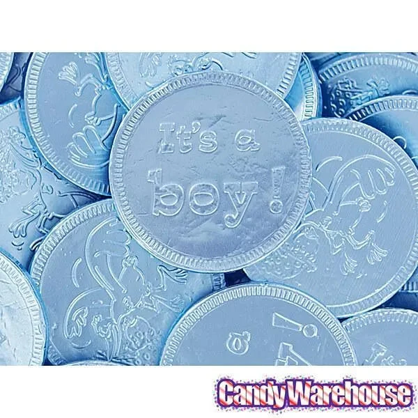 Blue Foiled Baby Boy Milk Chocolate Coins: 1LB Bag 6 Blue Foiled Baby Boy Milk Chocolate Coins: 1LB Bag - Image 4