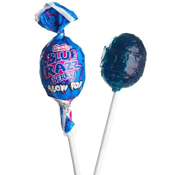 Charms Blow Pops - Blue Razzberry: 48-Piece Box 3 Charms Blow Pops - Blue Razzberry: 48-Piece Box