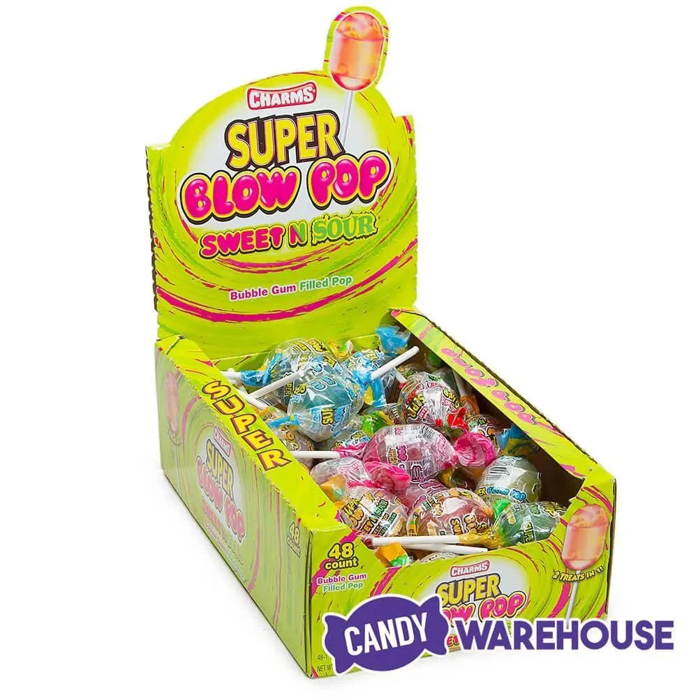 Charms Super Blow Pops Sweet N Sour Assortment: 48-Piece Box 4 Charms Super Blow Pops Sweet N Sour Assortment: 48-Piece Box - Image 2