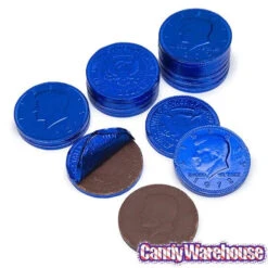 Dark Blue Foiled Milk Chocolate Coins: 1LB Bag -Candy Store dark blue foiled milk chocolate coins 1lb bag candy warehouse 3