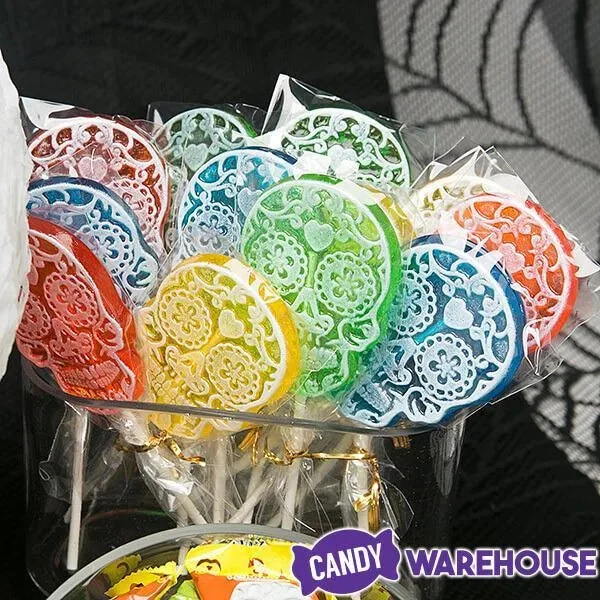 Day Of The Dead Skull Hard Candy Lollipops: 12-Piece Bag 4 Day Of The Dead Skull Hard Candy Lollipops: 12-Piece Bag - Image 2