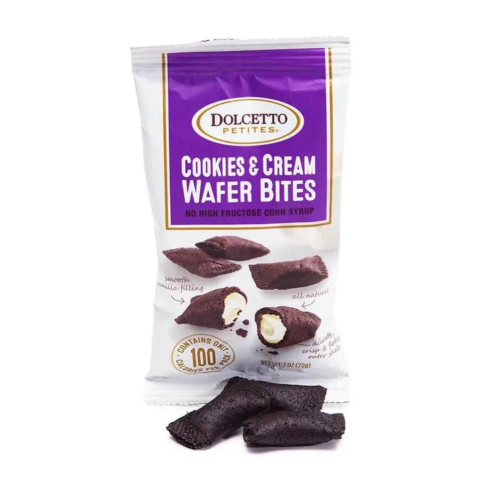 Dolcetto Cookies & Cream-Filled Wafer Bites Packs: 24-Piece Display 3 Dolcetto Cookies & Cream-Filled Wafer Bites Packs: 24-Piece Display