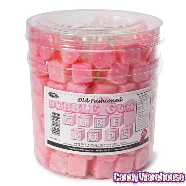 Espeez Cube Pops - Bubble Gum: 100-Piece Tub 4 Espeez Cube Pops - Bubble Gum: 100-Piece Tub - Image 2