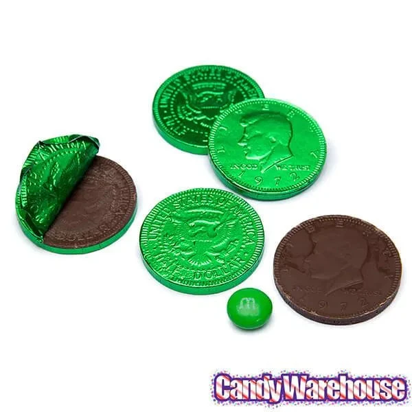 Green Foiled Milk Chocolate Coins: 1LB Bag 4 Green Foiled Milk Chocolate Coins: 1LB Bag - Image 2