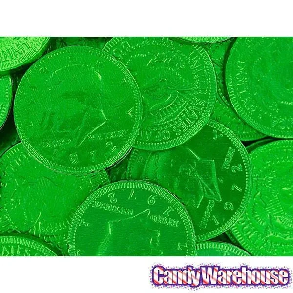 Green Foiled Milk Chocolate Coins: 1LB Bag 6 Green Foiled Milk Chocolate Coins: 1LB Bag - Image 4