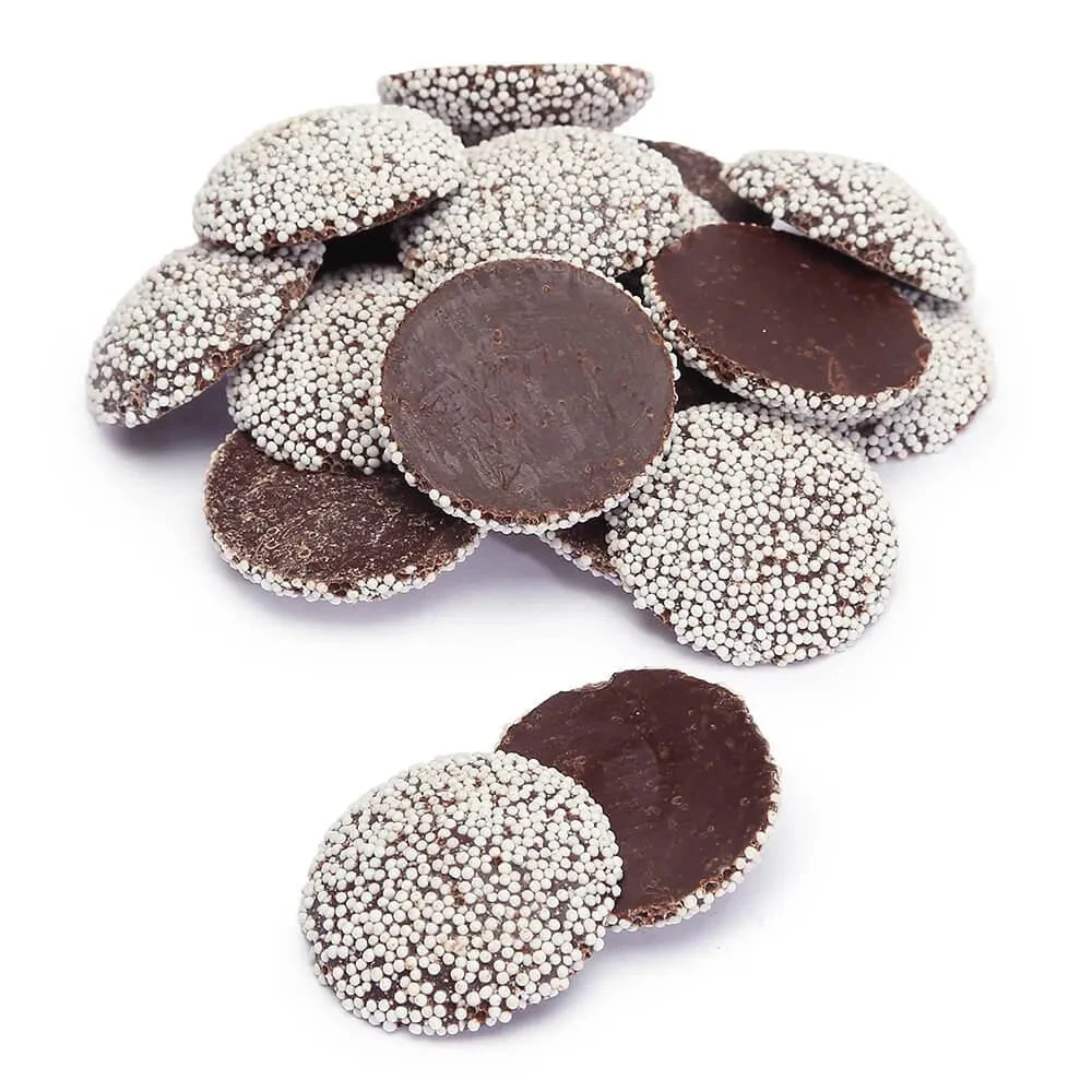 Guittard Semisweet Chocolate Wafers With White Nonpareils: 5LB Bag 3 Guittard Semisweet Chocolate Wafers With White Nonpareils: 5LB Bag