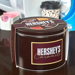 Hershey's Caramels - Milk And Dark Chocolate Caramel Candy: 2.5LB Gift Tin -Candy Store hershey s caramels milk and dark chocolate caramel candy 2 5lb gift tin candy warehouse 3