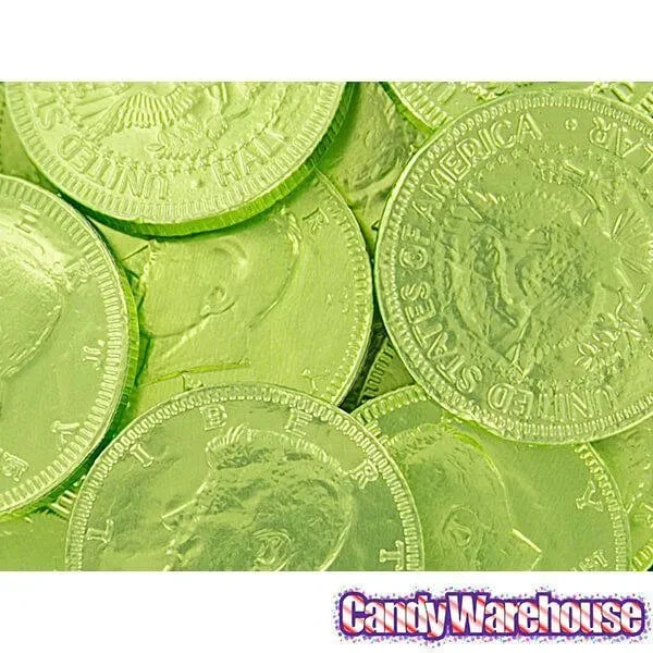 Kiwi Green Foiled Milk Chocolate Coins: 1LB Bag 4 Kiwi Green Foiled Milk Chocolate Coins: 1LB Bag - Image 2