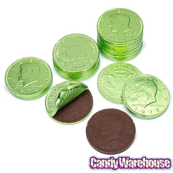 Kiwi Green Foiled Milk Chocolate Coins: 1LB Bag 6 Kiwi Green Foiled Milk Chocolate Coins: 1LB Bag - Image 4