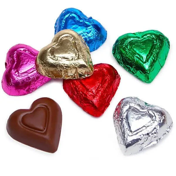 Madelaine Assorted Colors Foiled Milk Chocolate Hearts: 5LB Bag 3 Madelaine Assorted Colors Foiled Milk Chocolate Hearts: 5LB Bag