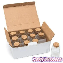 Mini Glass Favor Jars - 1.75-Ounce Square Jar With Cork Stopper: 12-Piece Set -Candy Store mini glass favor jars 1 75 ounce square jar with cork stopper 12 piece set candy warehouse 2