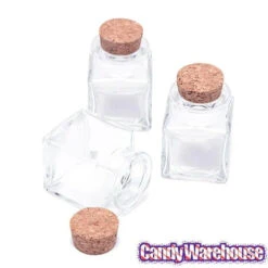Mini Glass Favor Jars - 1.75-Ounce Square Jar With Cork Stopper: 12-Piece Set -Candy Store mini glass favor jars 1 75 ounce square jar with cork stopper 12 piece set candy warehouse 5
