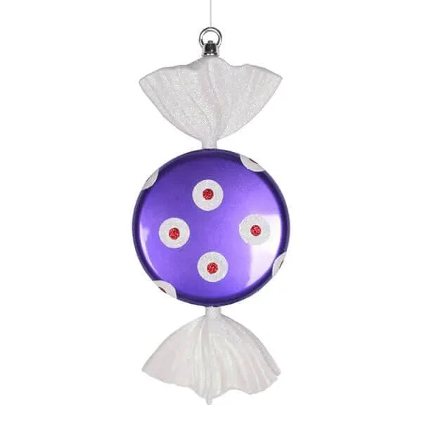Purple And White Polka Dot Candy Ornament - 13 Inch 3 Purple And White Polka Dot Candy Ornament - 13 Inch