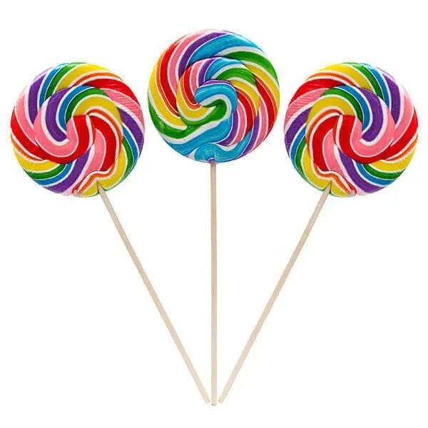 Rainbow Swirl 6-Ounce Round Lollipops: 36-Piece Box 3 Rainbow Swirl 6-Ounce Round Lollipops: 36-Piece Box