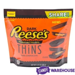 Reese's Thins Dark Chocolate Peanut Butter Cups Candy: 7.37-Ounce Bag -Candy Store reese s thins dark chocolate peanut butter cups candy 7 37 ounce bag candy warehouse 4