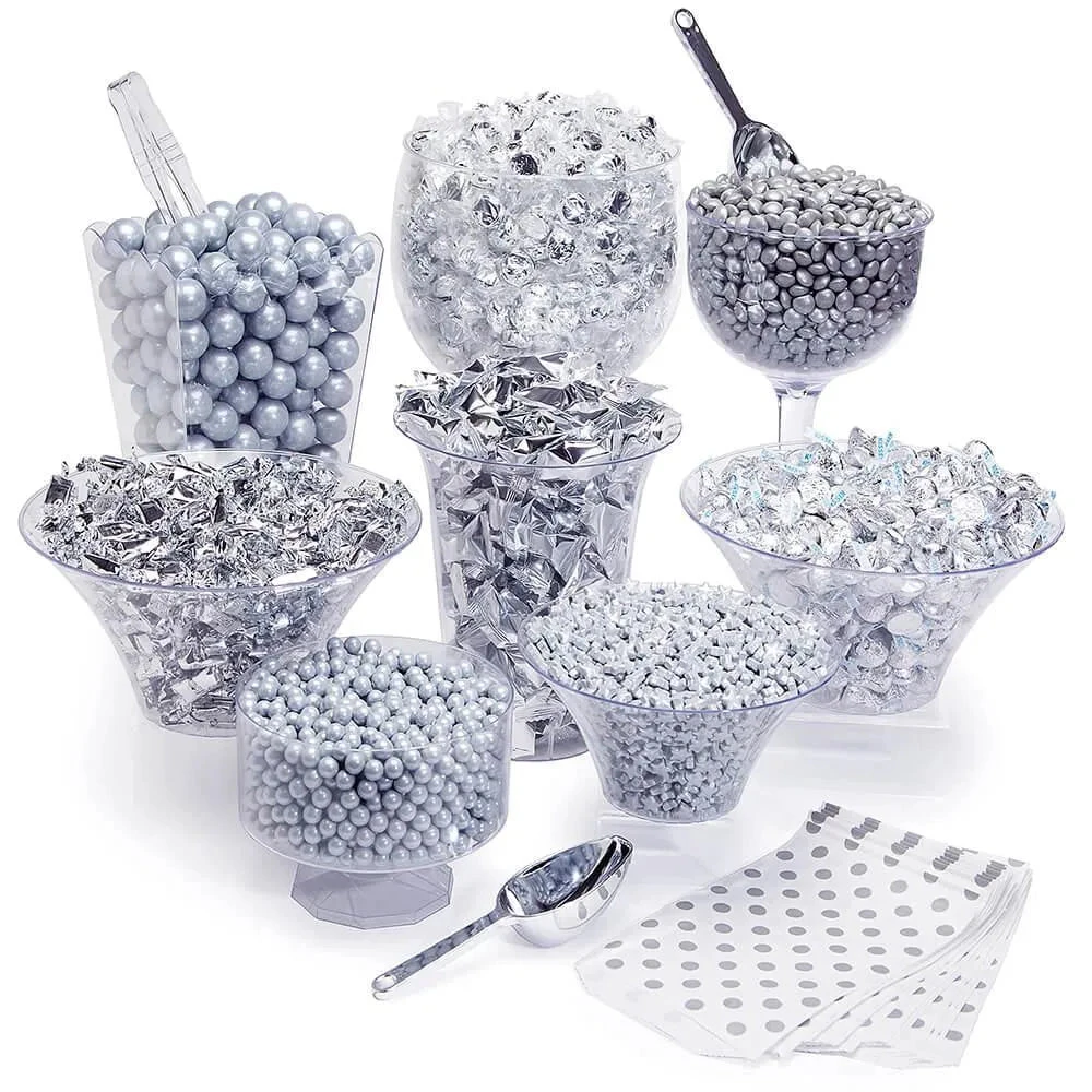 Silver Premium Candy Buffet Kit: 25 To 50 Guests 3 Silver Premium Candy Buffet Kit: 25 To 50 Guests