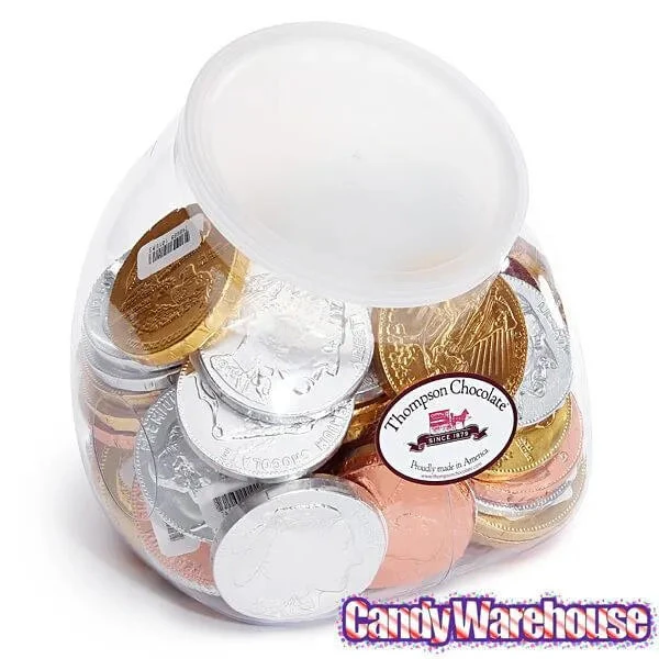 Thompson Foiled Extra Large Milk Chocolate Coins: 72-Piece Tub 4 Thompson Foiled Extra Large Milk Chocolate Coins: 72-Piece Tub - Image 2