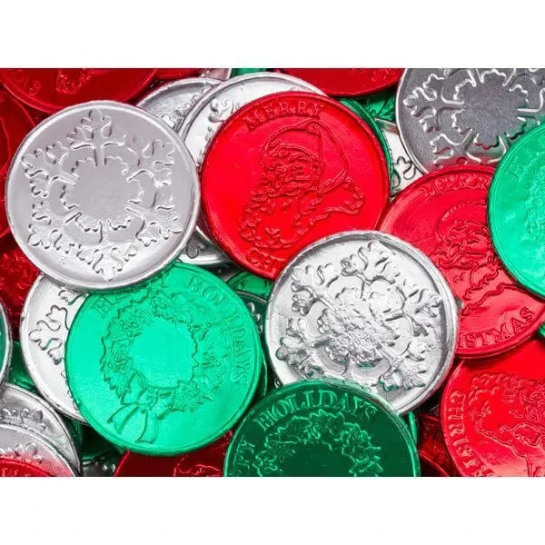 Thompson Foiled Milk Chocolate Christmas Coins: 5LB Bag 3 Thompson Foiled Milk Chocolate Christmas Coins: 5LB Bag