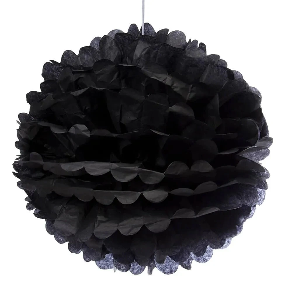 Tissue Paper 14-Inch Pom Pom - Black 3 Tissue Paper 14-Inch Pom Pom - Black