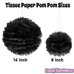 Tissue Paper 14-Inch Pom Pom - Black 8 Tissue Paper 14-Inch Pom Pom - Black -Candy Store tissue paper 14 inch pom pom black candy warehouse 3