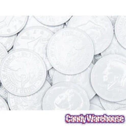 White Foiled Milk Chocolate Coins: 1LB Bag -Candy Store white foiled milk chocolate coins 1lb bag candy warehouse 4