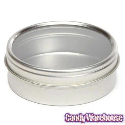 Windowed Round Candy Tins - 2-Ounce: 24-Piece Set -Candy Store windowed round candy tins 2 ounce 24 piece set candy warehouse 3