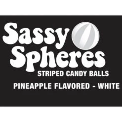 YumJunkie Sassy Spheres Pineapple White Striped Ball Lollipops: 100-Piece Bag -Candy Store yumjunkie sassy spheres pineapple white striped ball lollipops 100 piece bag candy warehouse 3